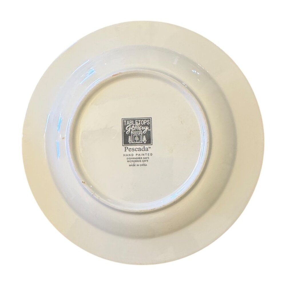 Set Of 4 Tabletops Gallery Pescada Hand-Painted Ceramic Fish Design Dinner Plate - Picture 3 of 6